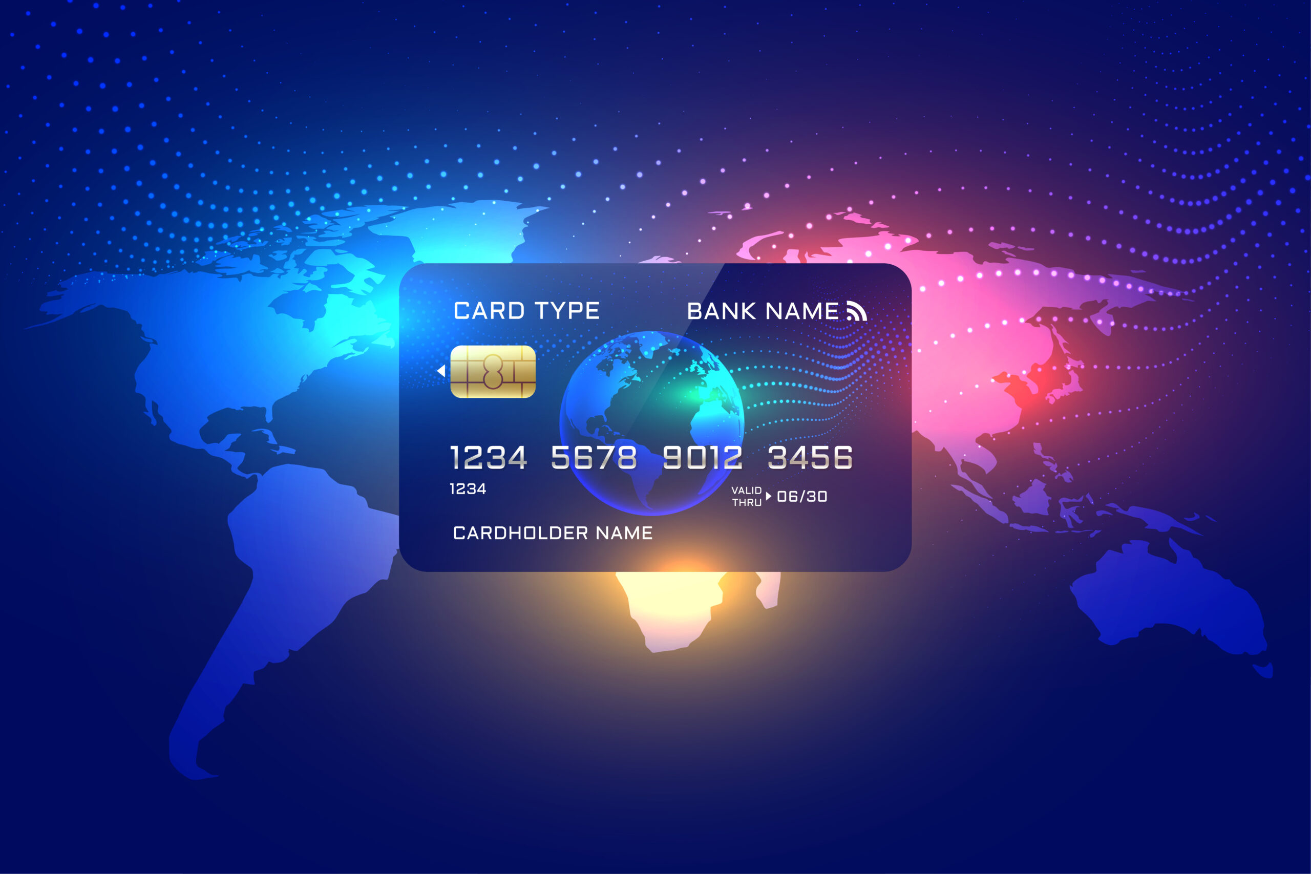 global recognised credit card concept background